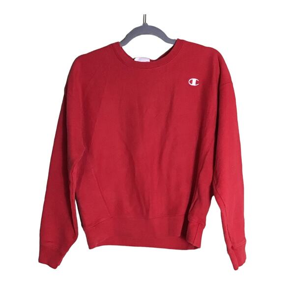 Champion Woman Sweatshirt Sz. Med Red Vintage Cropped Sweatshirt Comfy Y2k EUC - Picture 1 of 9